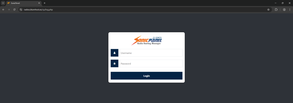 Login Panel SonicPanel