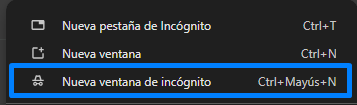 Abrir pestaña incognito google chrome