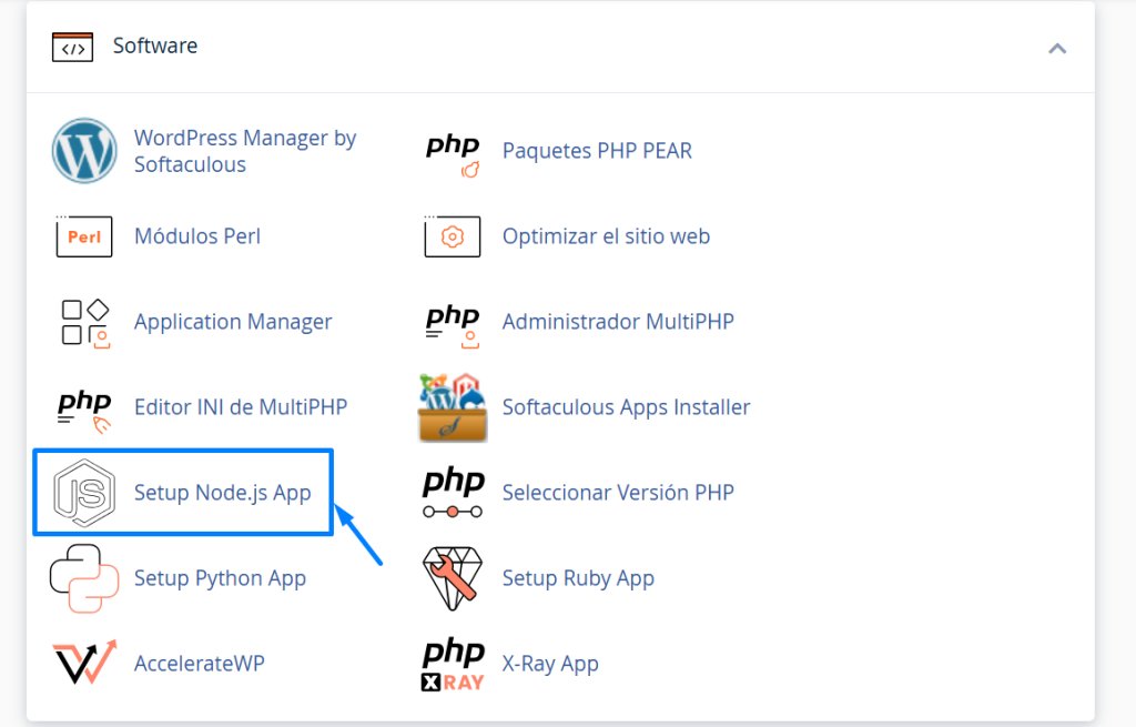 NodeJs setup app cpanel blumhost